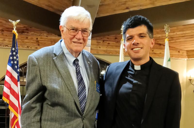 Clergy & Religious Appreciation Dinner 2/8/2025 Pat Herndon and Deacon Anthony Jimenez, one of the Seminarians that we sponsor.